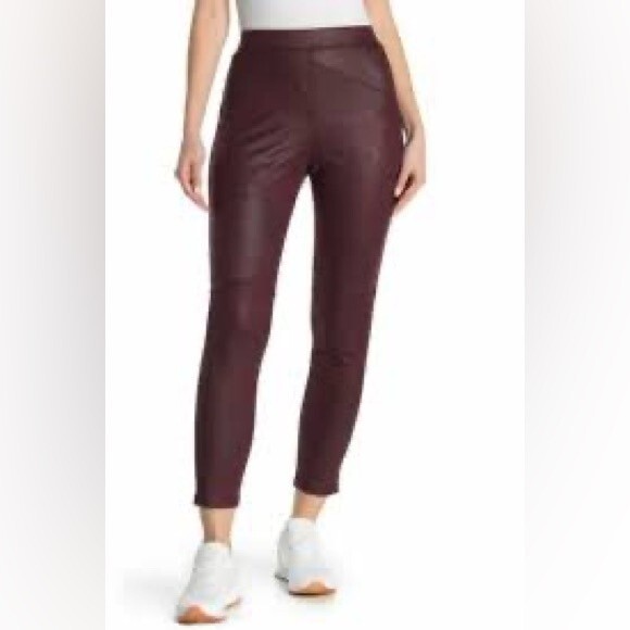 Free People Faux Suede Maroon High Rise Soft Leggings - Size 27 - EUC - Picture 1 of 12